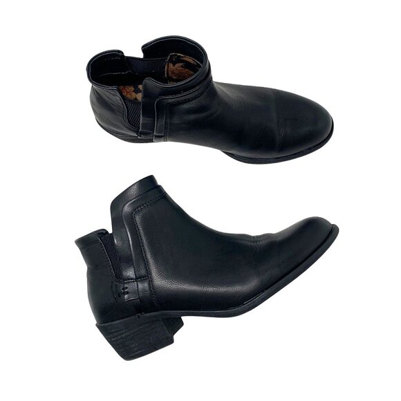 B.O.C. Black Leather Ankle Boots Western Styling 2" Block Heel Size 9.5M - Picture 9 of 9